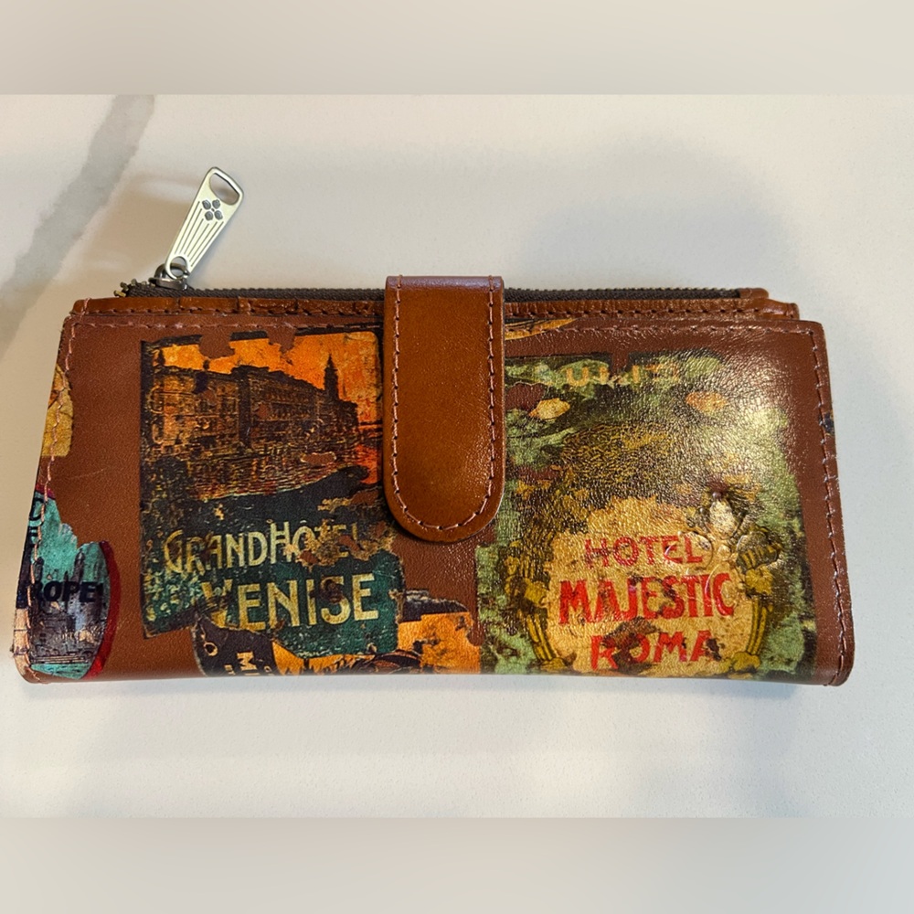 Patricia Nash Nazari Travel Sticker Print Leather Wallet collection - Picture 1 of 14